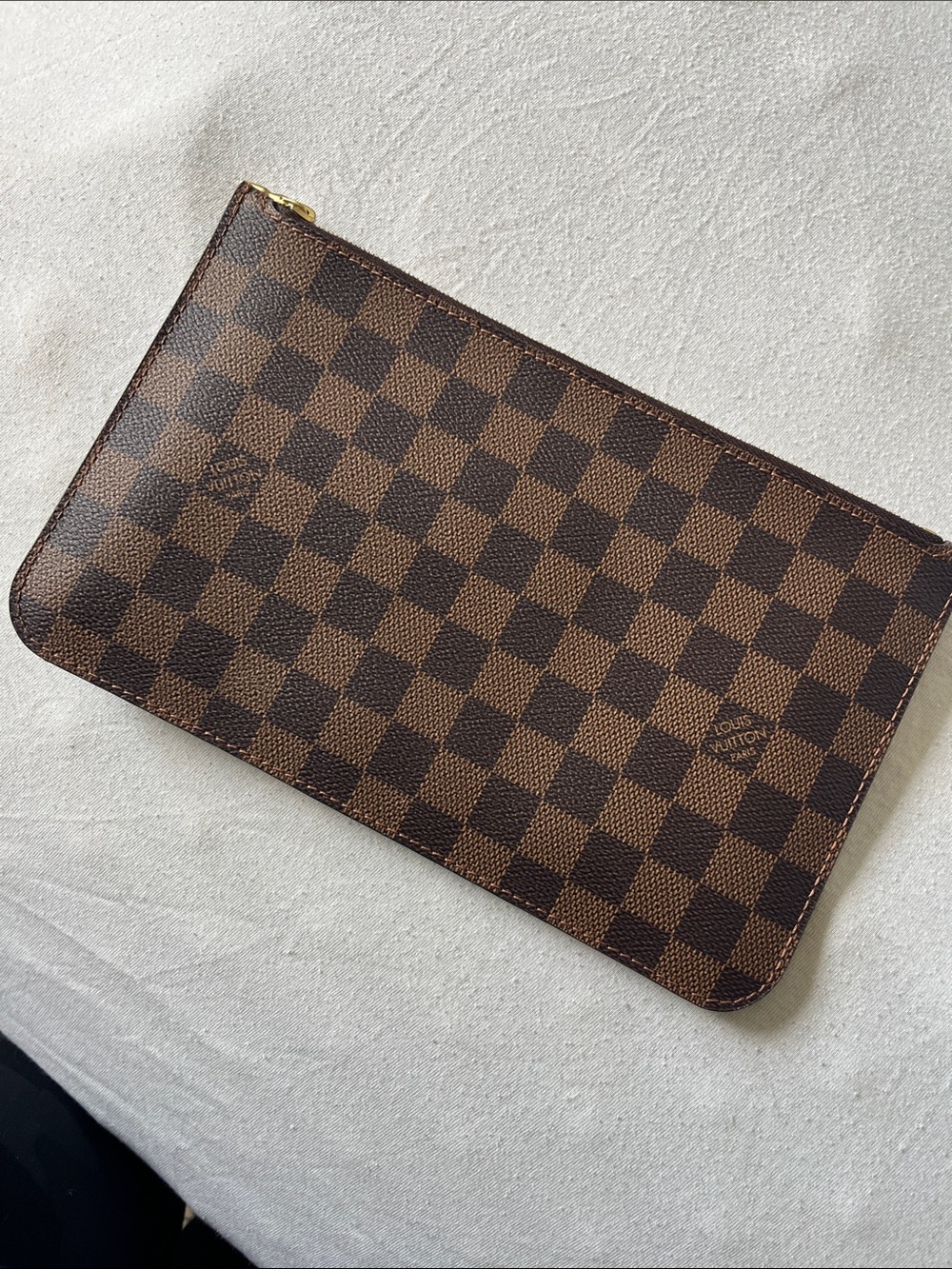 Louis Vuitton Brown Damier Pochette Clutch with Gold Zipper - Picture 3 of 8